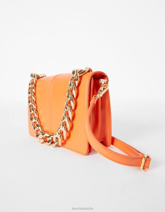 orange Bershka Frauen Akkordeon-Clutch mit Kette H00J2404