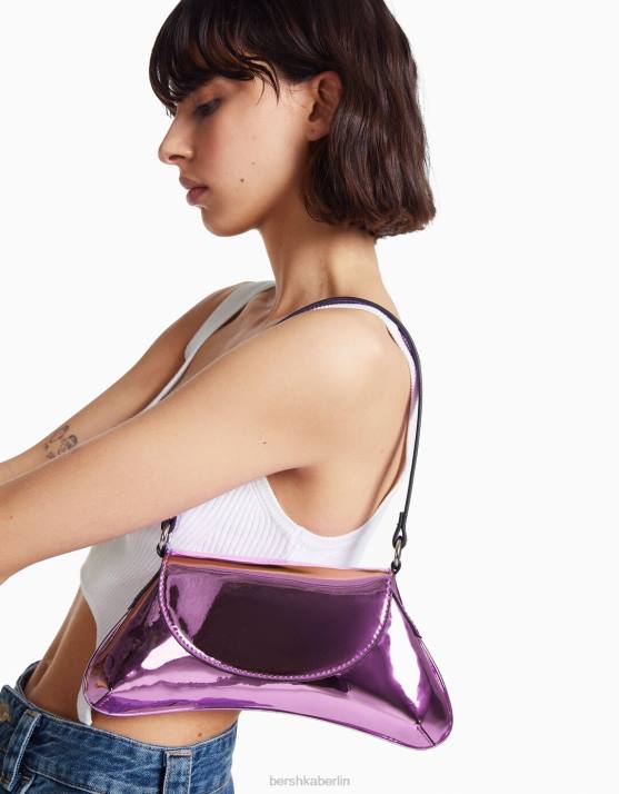 violett Bershka Frauen Farbige Metalltasche mit Riemen H00J2380