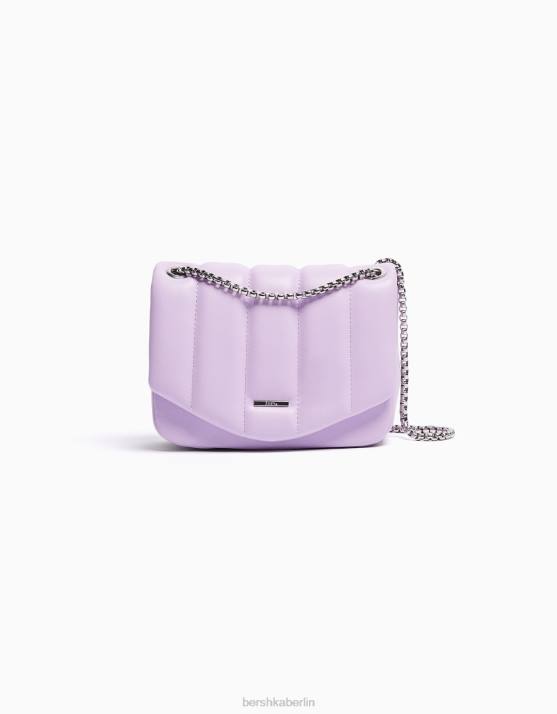 violett Bershka Frauen Vertikale, gesteppte Kettentasche H00J2408