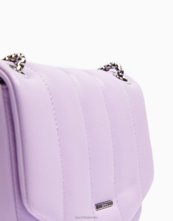 violett Bershka Frauen Vertikale, gesteppte Kettentasche H00J2408