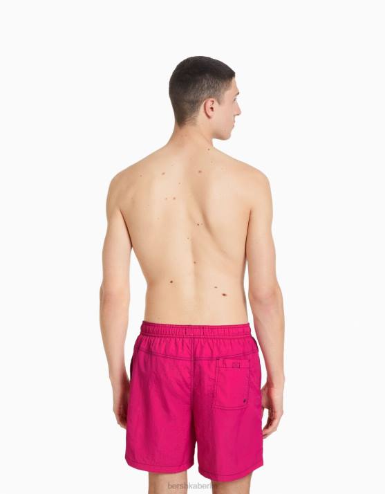 Fuchsie Bershka Männer Boardshorts mit Kontrastfaden H00J3394