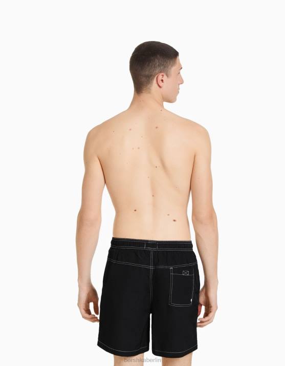 Schwarz Bershka Männer Boardshorts mit Kontrastfaden H00J3395