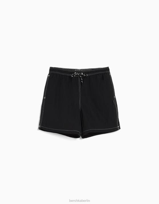 Schwarz Bershka Männer Boardshorts mit Kontrastfaden H00J3395