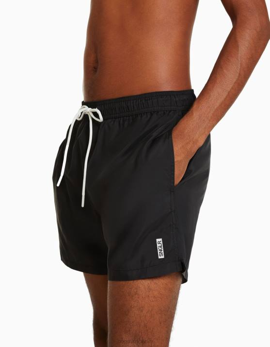 Schwarz Bershka Männer einfache Boardshorts H00J3400