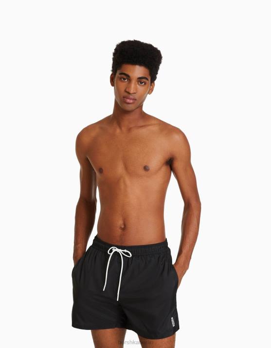 Schwarz Bershka Männer einfache Boardshorts H00J3400