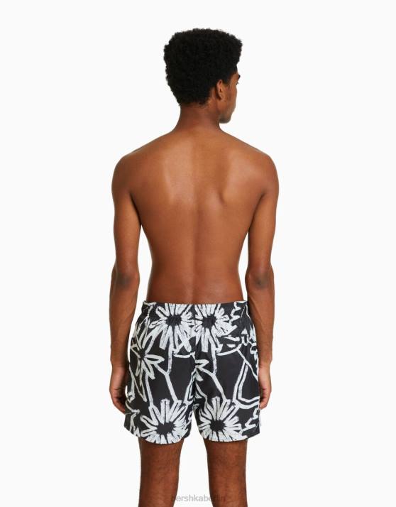 Weiss Bershka Männer Badehose mit Blumendruck H00J3404