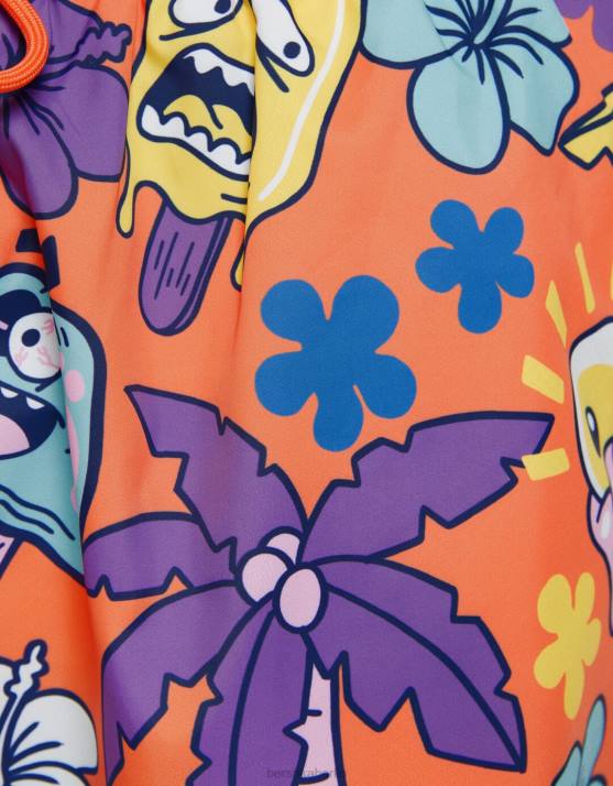 orange Bershka Männer Bedruckte Boardshorts H00J3386