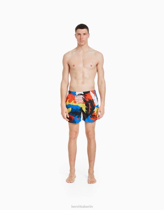 orange Bershka Männer Bedruckte Boardshorts H00J3397