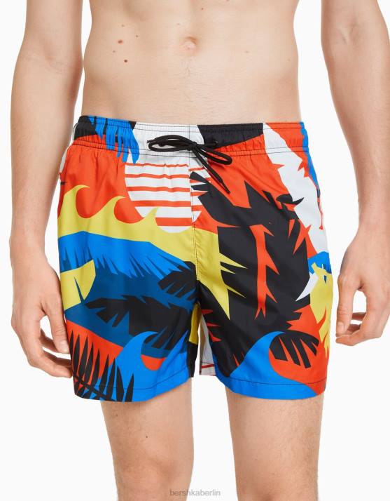 orange Bershka Männer Bedruckte Boardshorts H00J3397