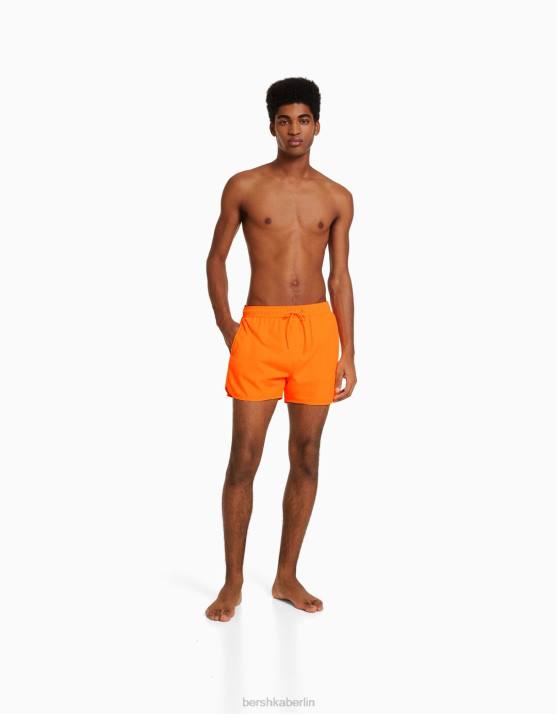 orange Bershka Männer Grundlegende neonfarbene Boardshorts H00J3391