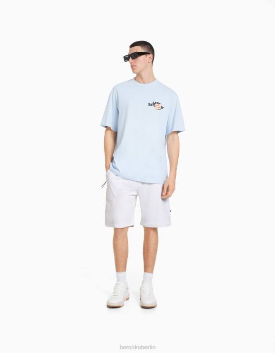 Weiss Bershka Männer Plüschige Cargo-Bermudashorts H00J3290