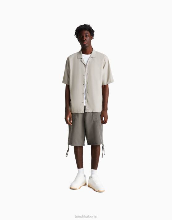 dunkelgrau Bershka Männer Fallschirm-Bermudashorts H00J3279