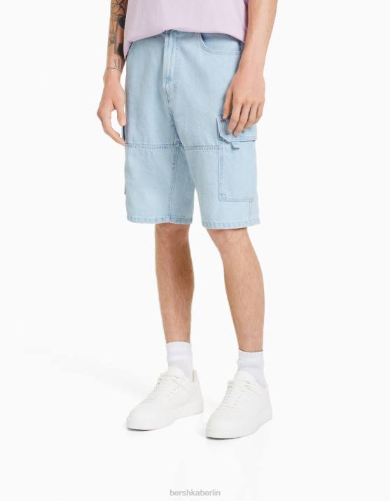 hellblau Bershka Männer Baggy-Cargo-Bermudashorts H00J3288