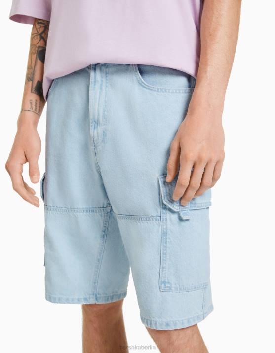hellblau Bershka Männer Baggy-Cargo-Bermudashorts H00J3288