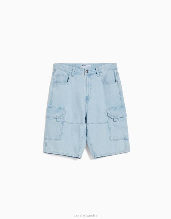 hellblau Bershka Männer Baggy-Cargo-Bermudashorts H00J3288
