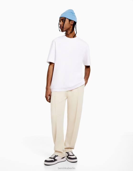 Beige Bershka Männer Hose mit weitem Bein H00J3255
