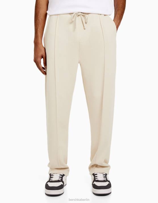 Beige Bershka Männer Hose mit weitem Bein H00J3255