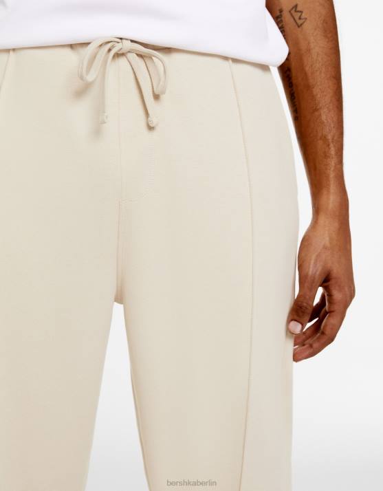 Beige Bershka Männer Hose mit weitem Bein H00J3255
