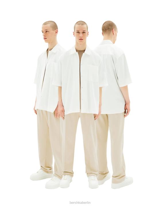 Beige Bershka Männer Hose mit weitem Bein H00J3255