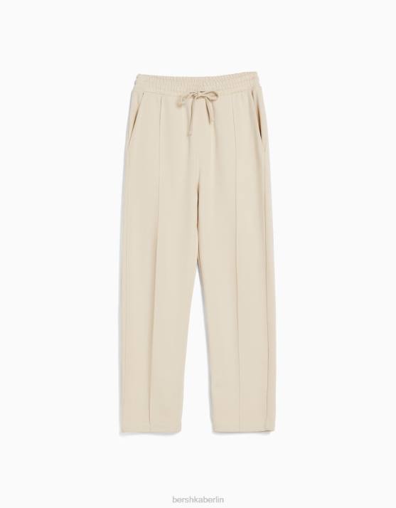 Beige Bershka Männer Hose mit weitem Bein H00J3255