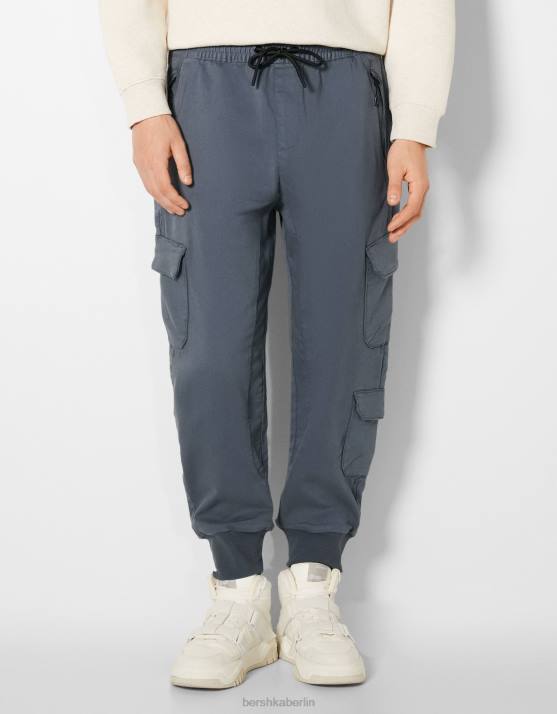 Blau Bershka Männer schmale Cargo-Jogginghose H00J3227