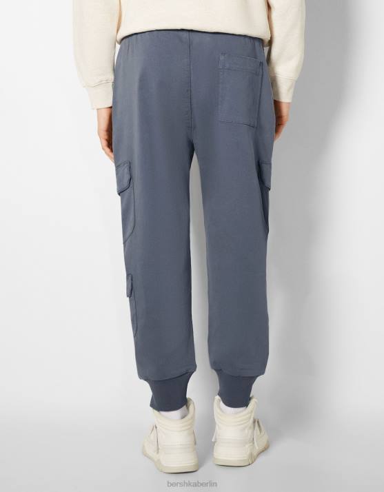 Blau Bershka Männer schmale Cargo-Jogginghose H00J3227