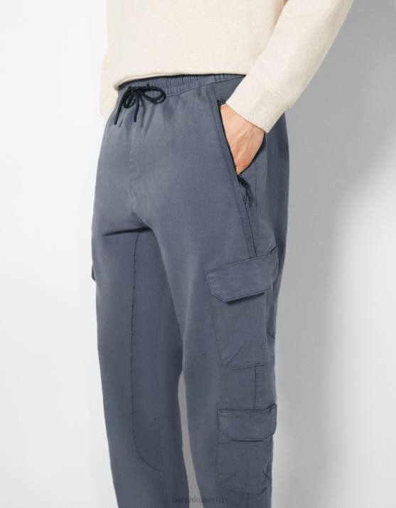 Blau Bershka Männer schmale Cargo-Jogginghose H00J3227