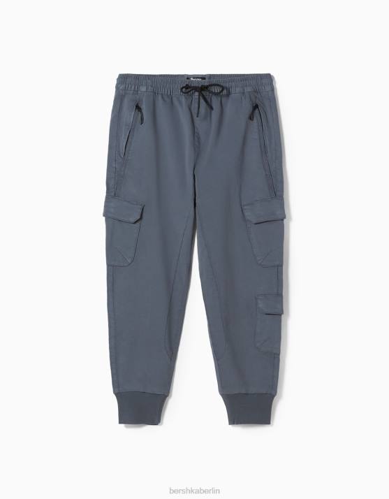 Blau Bershka Männer schmale Cargo-Jogginghose H00J3227