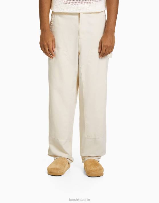 Creme Bershka Männer Rustikale Zimmermannshose H00J3222