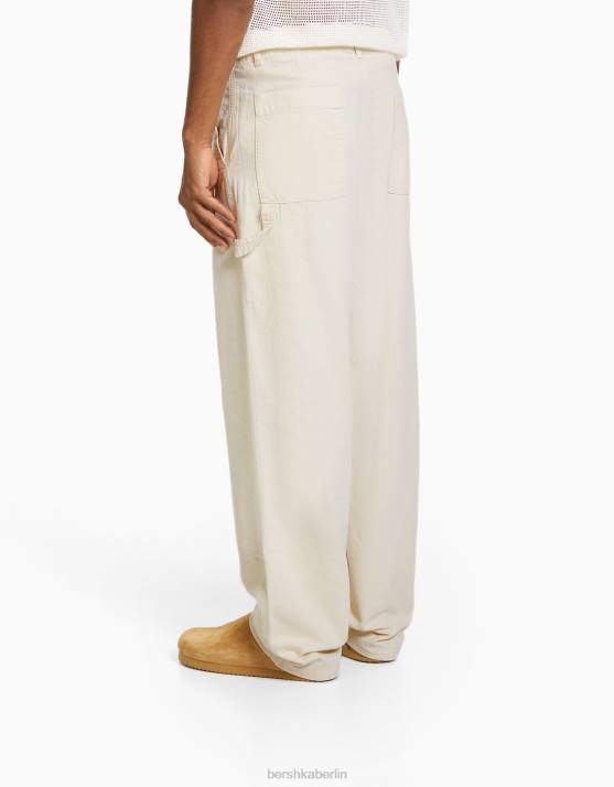 Creme Bershka Männer Rustikale Zimmermannshose H00J3222