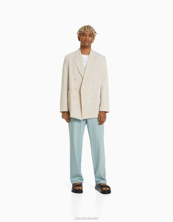 Grün Bershka Männer maßgeschneiderte Hose mit weitem Bein H00J3020