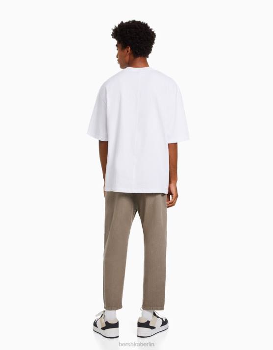 Kamel Bershka Männer Rustikale, locker sitzende Hose H00J3212