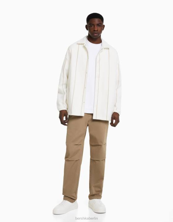 Kamel Bershka Männer locker sitzende Baumwollhose H00J3275