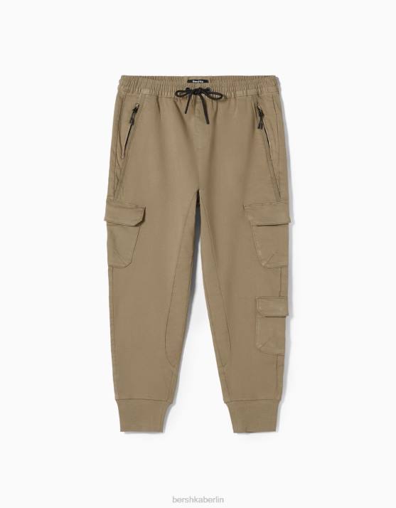Kamel Bershka Männer schmale Cargo-Jogginghose H00J3225
