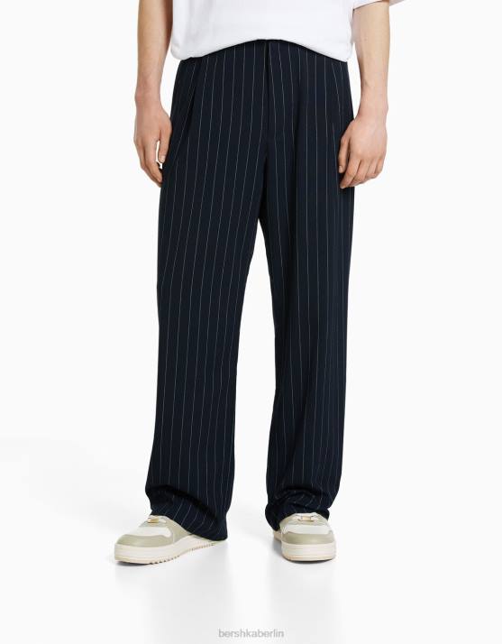 Marine Bershka Männer maßgeschneiderte Nadelstreifenhose H00J3273