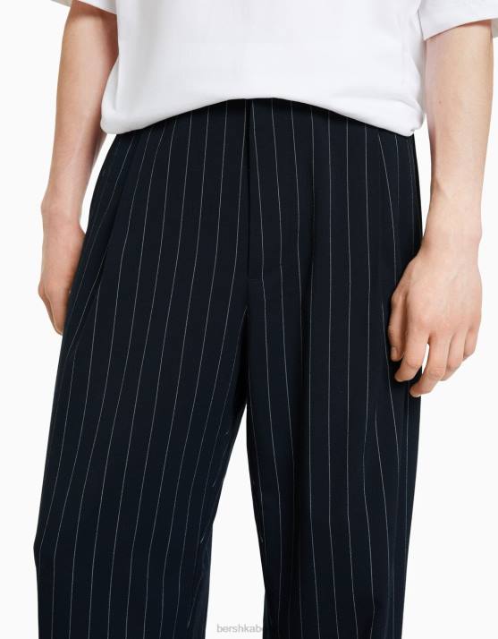 Marine Bershka Männer maßgeschneiderte Nadelstreifenhose H00J3273