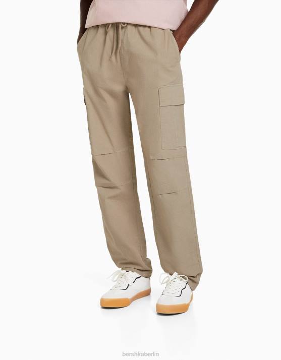 Sand Bershka Männer Cargohose mit Stoppern H00J3228
