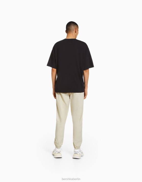 Sand Bershka Männer Jogginghose aus Baumwolle H00J3259