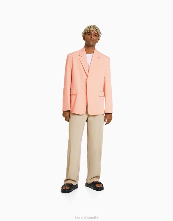 Sand Bershka Männer maßgeschneiderte, weite Hose im Jogger-Stil H00J3023