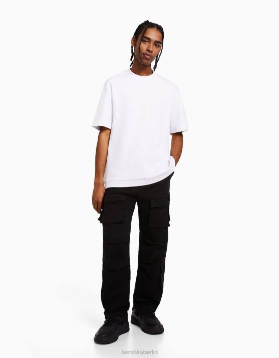 Schwarz Bershka Männer Cargo-Jogginghose aus Baumwolle H00J3223