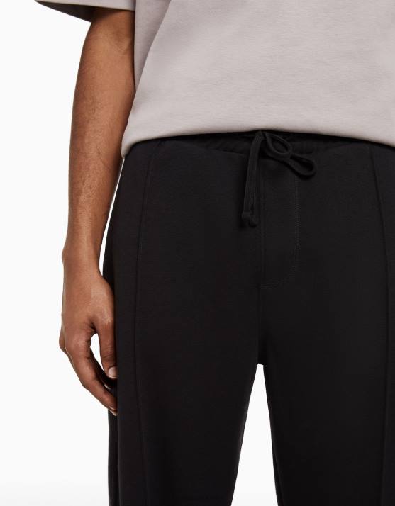 Schwarz Bershka Männer Hose mit weitem Bein H00J3254