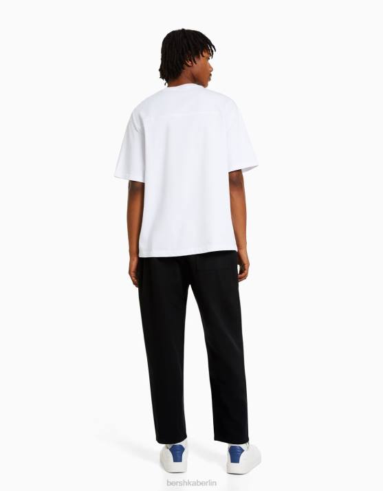 Schwarz Bershka Männer Rustikale, locker sitzende Hose H00J3214