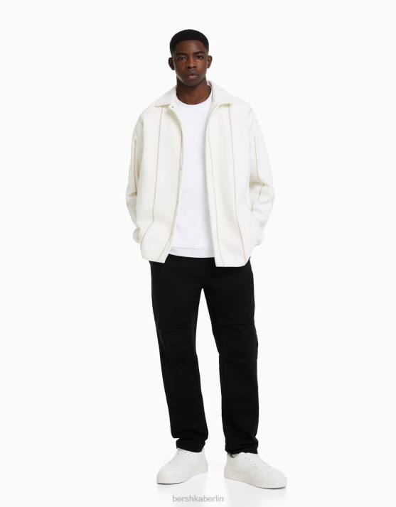 Schwarz Bershka Männer locker sitzende Baumwollhose H00J3276