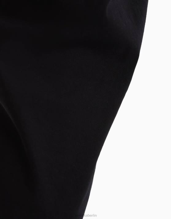 Schwarz Bershka Männer locker sitzende Baumwollhose H00J3276