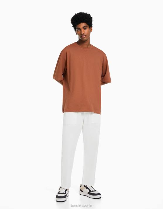 Weiss Bershka Männer Rustikale, locker sitzende Hose H00J3213