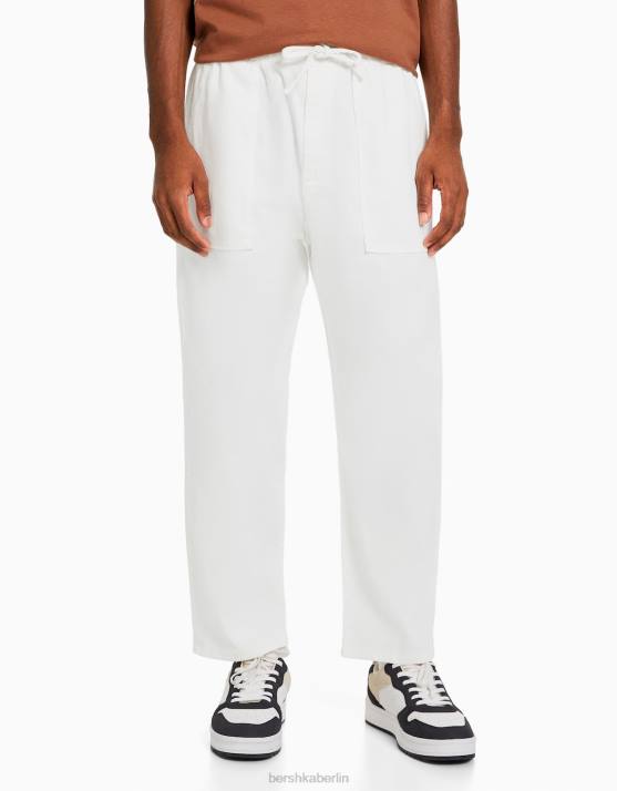 Weiss Bershka Männer Rustikale, locker sitzende Hose H00J3213