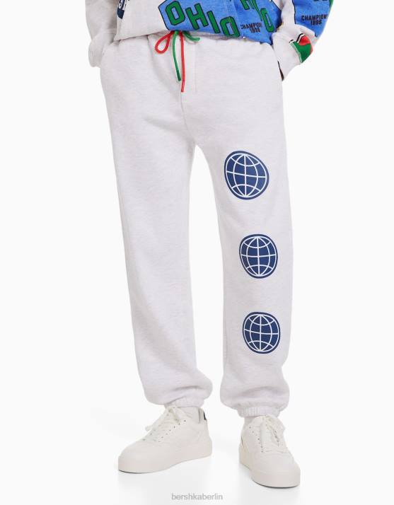grau Bershka Männer Bedruckte Plüschhose H00J3241