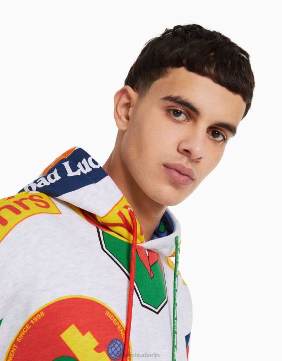 grau Bershka Männer Bedruckte Plüschhose H00J3241