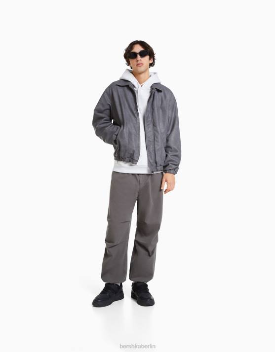 grau Bershka Männer Fallschirmhose aus Baumwolle H00J3220
