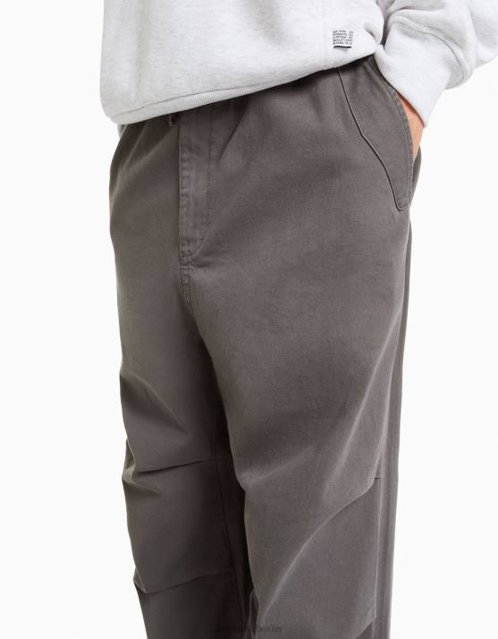 grau Bershka Männer Fallschirmhose aus Baumwolle H00J3220